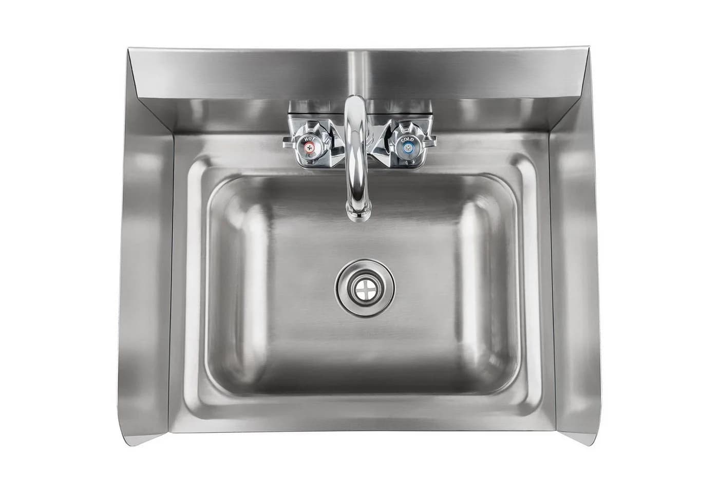 Royal Catering Edelstahl-Handwaschbecken mit Armatur & Spritzschutz