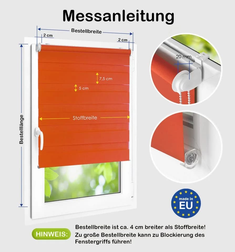 DomDeco Doppelrollo Duo-Rollo Klemm Fix Blau Ohne Bohren - Bild 5