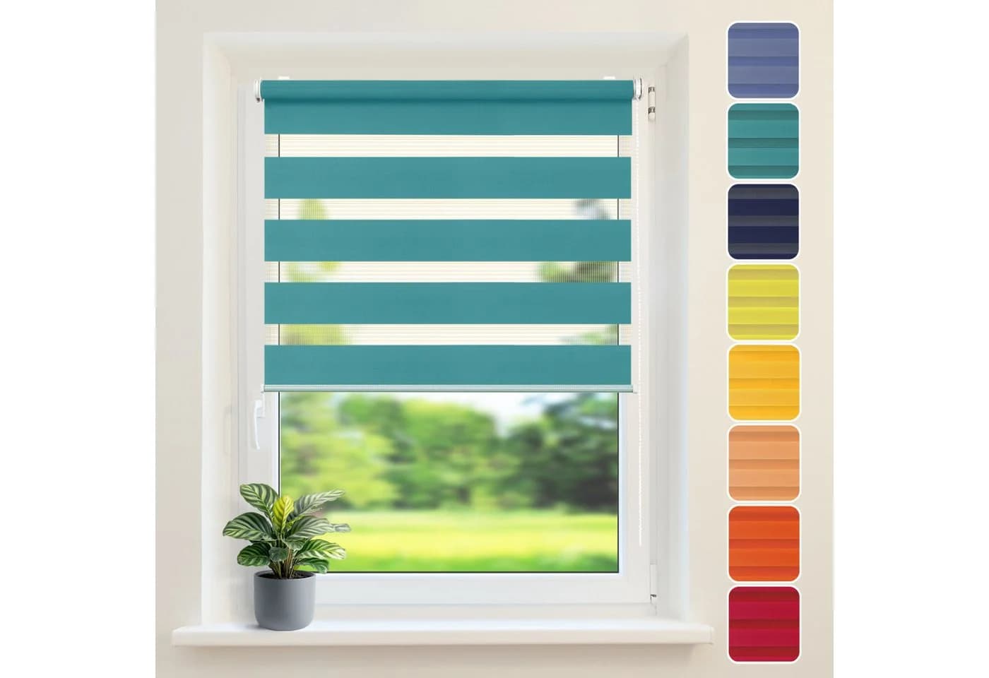 DomDeco Doppelrollo Duo-Rollo Klemmfix Türkis Polyester - Bild 2