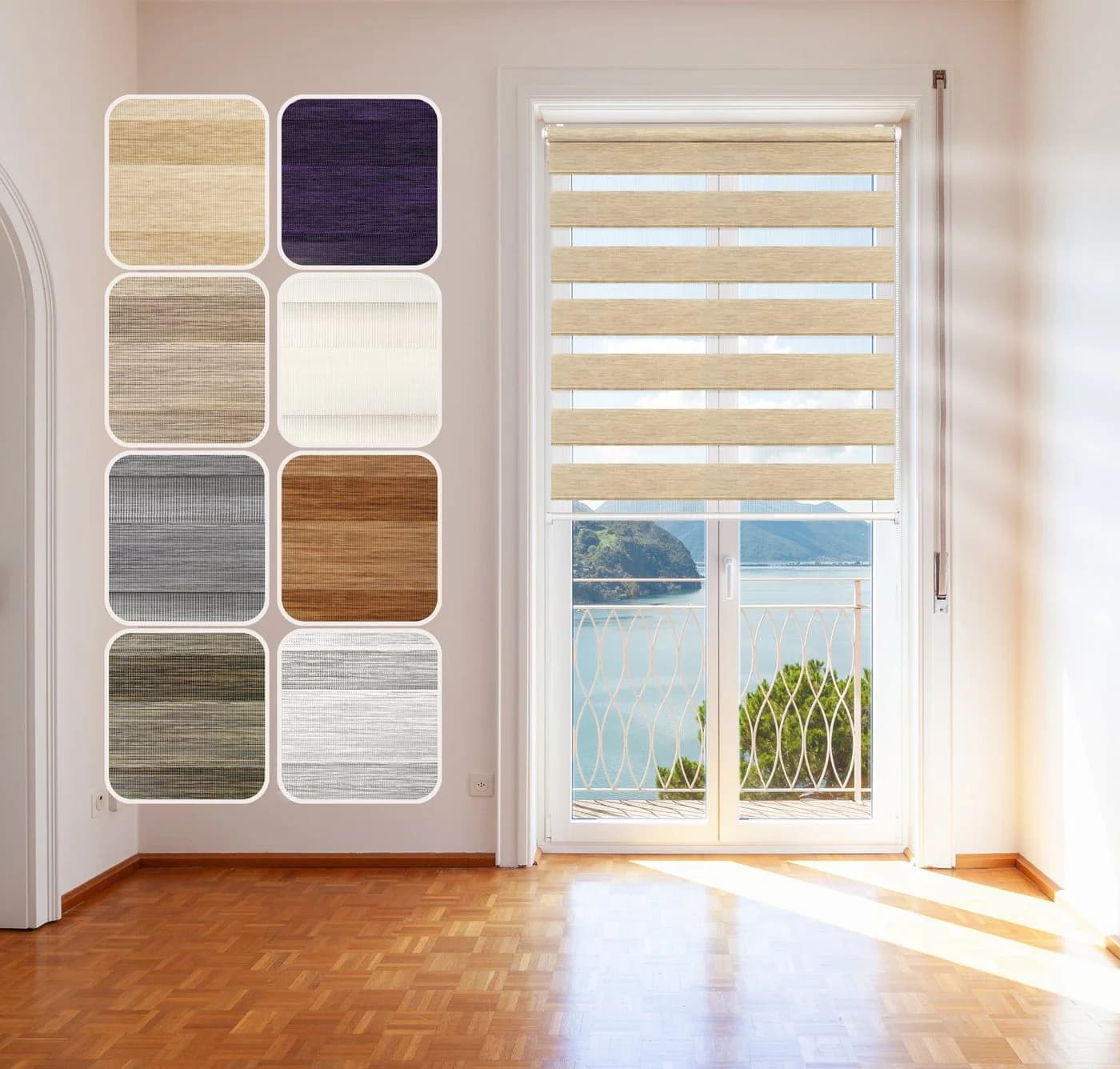 DomDeco Doppelrollo Natural Klemmfix ohne Bohren für Fenster Rollos Faltrollo