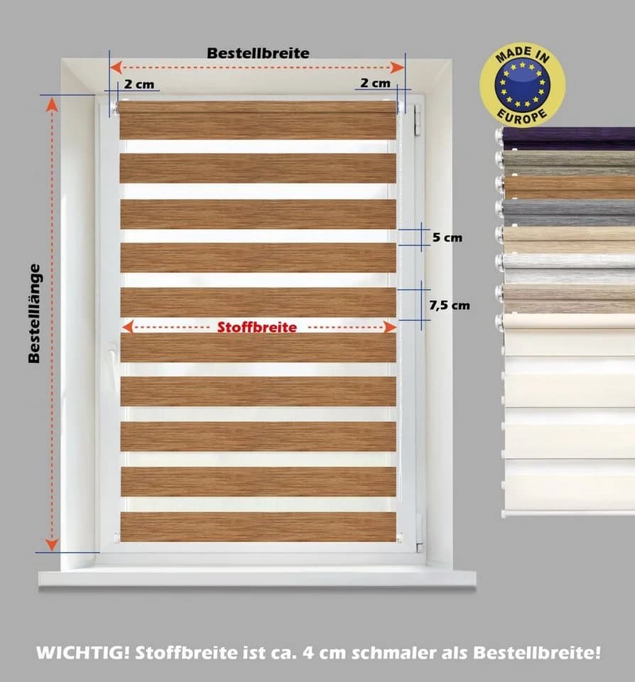 DomDeco Doppelrollo Klemmfix Braun Polyester Sichtschutz - Bild 3