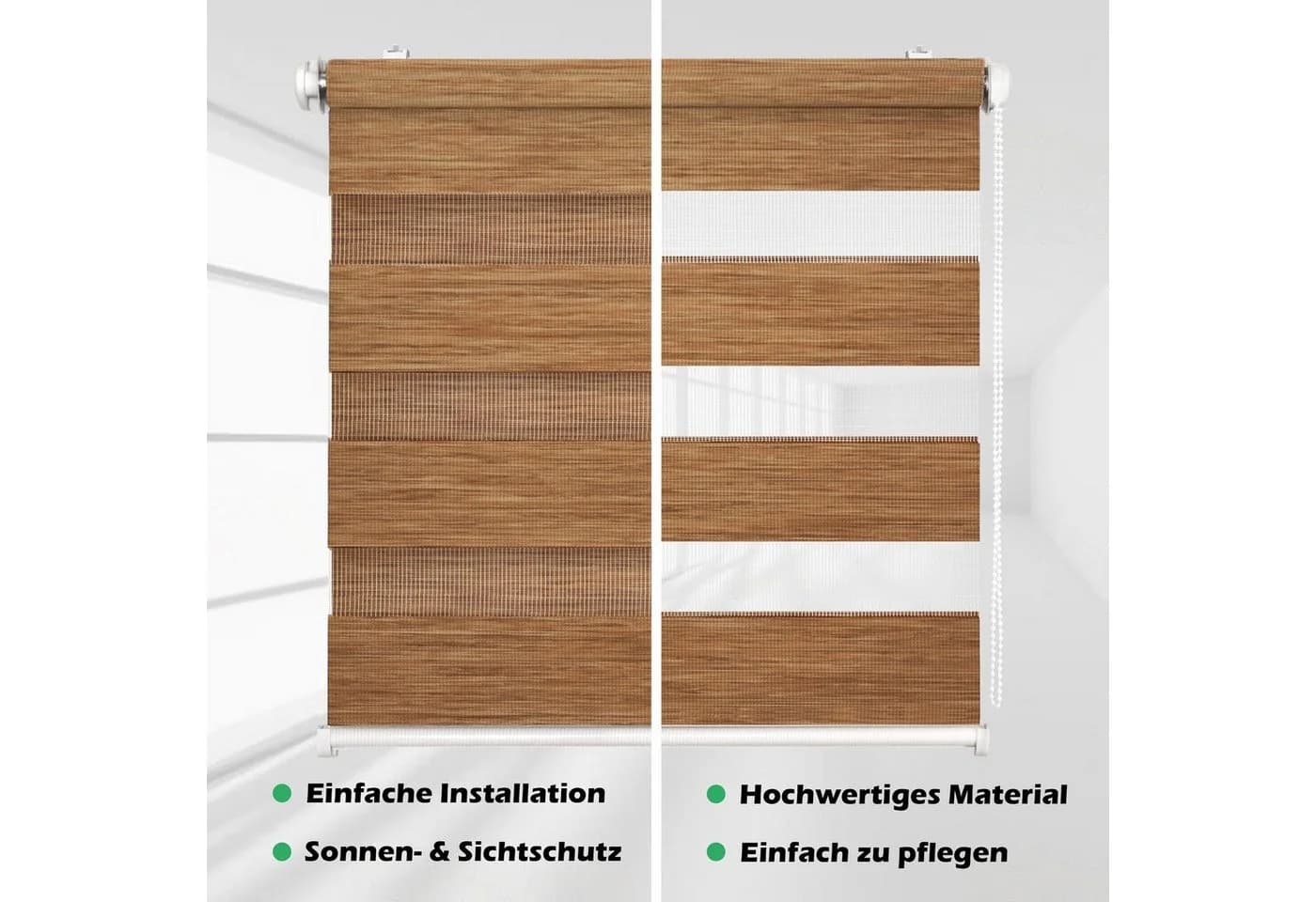 DomDeco Doppelrollo Klemmfix Braun Polyester Sichtschutz - Bild 4