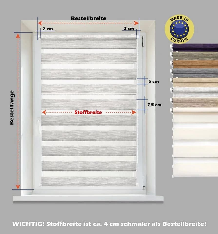 DomDeco Doppelrollo Klemmfix Weiß Kettenzug - Bild 3