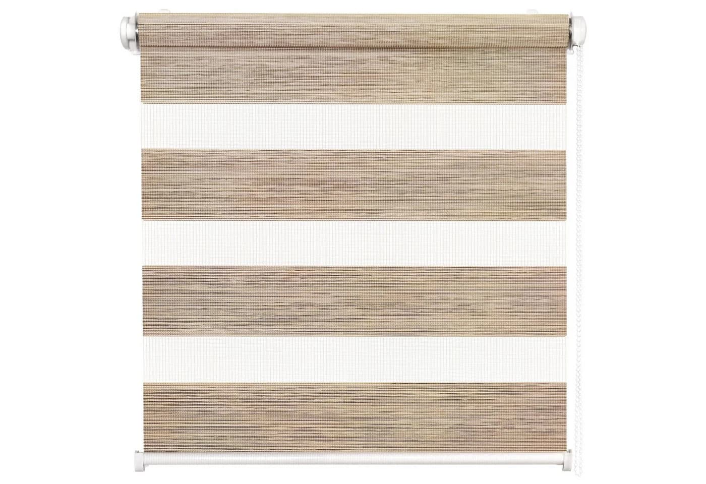 DomDeco Doppelrollo Klemmfix Natural Beige-Schwarz Kettenzug - Bild 2
