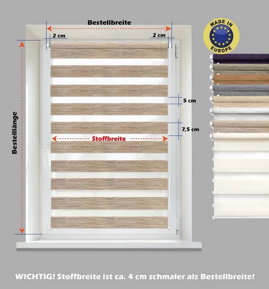 DomDeco Doppelrollo Klemmfix Natural Beige-Schwarz Kettenzug - Bild 3