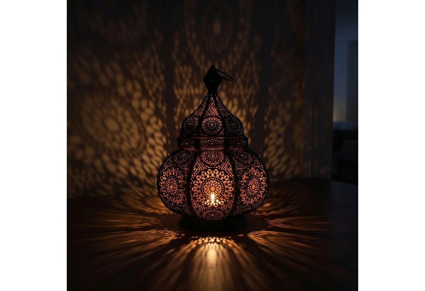 Ziva Teelichthalter Orientalisch Schwarz/Kupfer Handarbeit