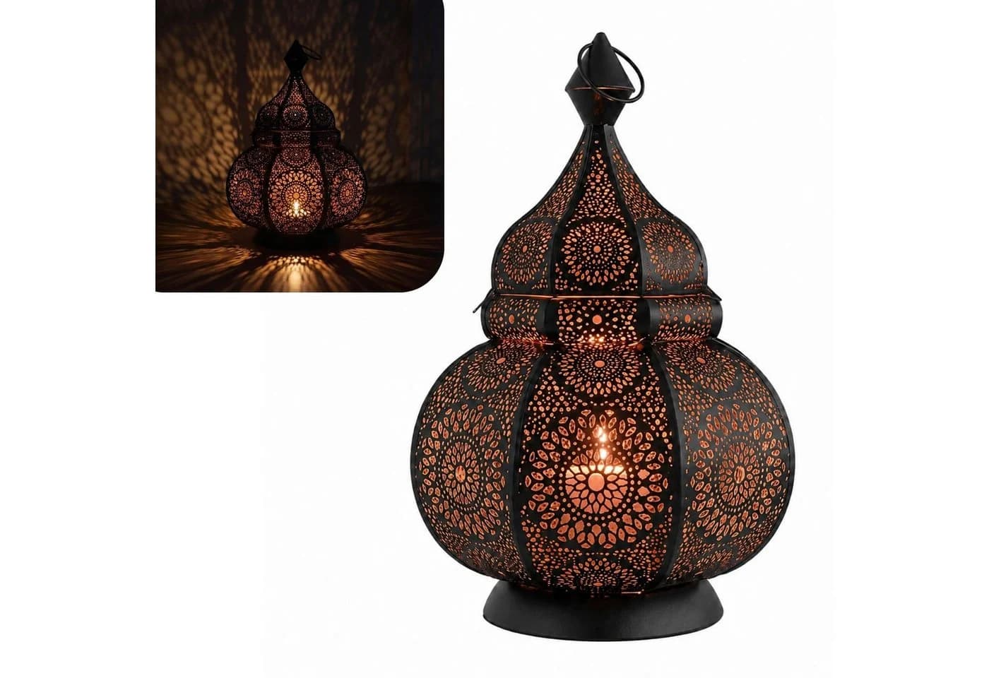 Ziva Teelichthalter Orientalisch Schwarz/Kupfer Handarbeit - Bild 2