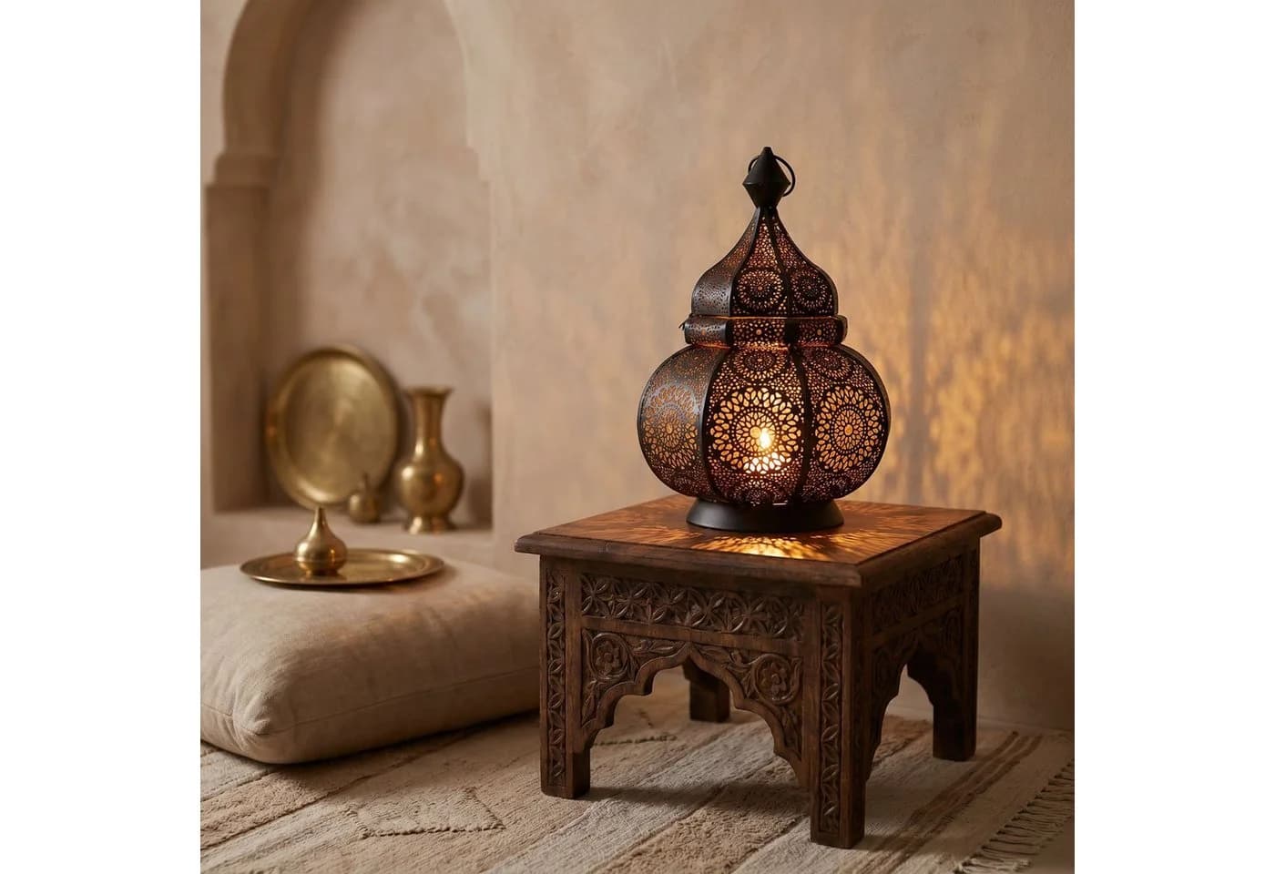 Ziva Teelichthalter Orientalisch Schwarz/Kupfer Handarbeit - Bild 4
