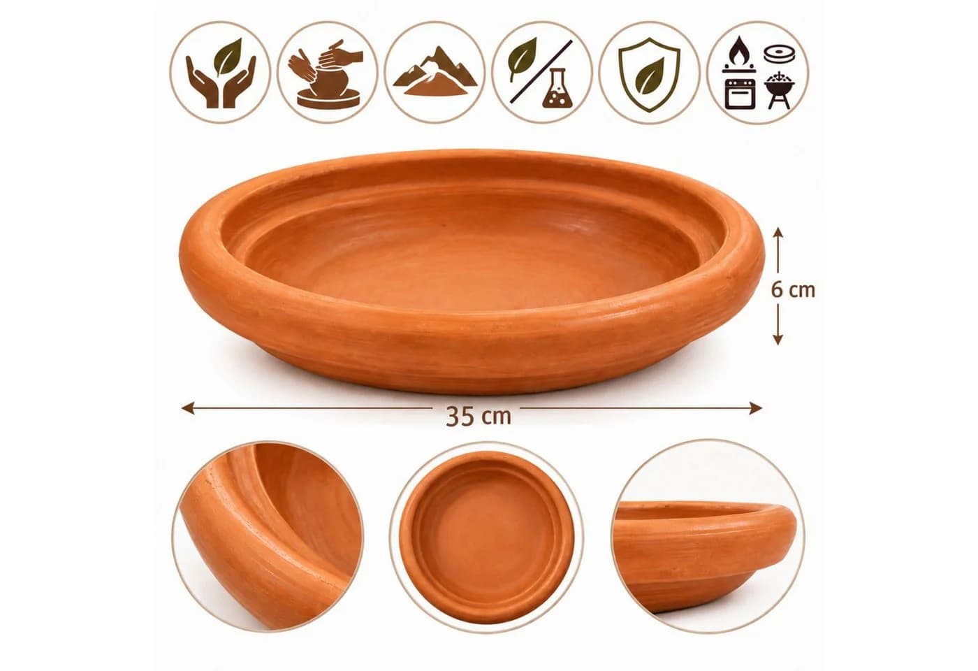 Marrakesch Orient & Mediterran Interior Teller Tajine Natur Lehm 35 cm