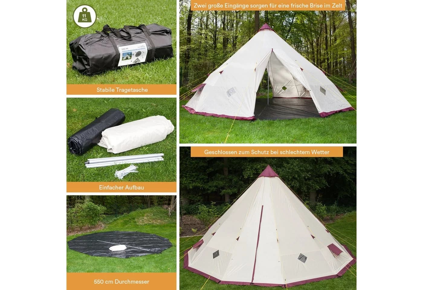 Skandika Tipi-Zelt Kota 550 Beige 12 Personen - Bild 3