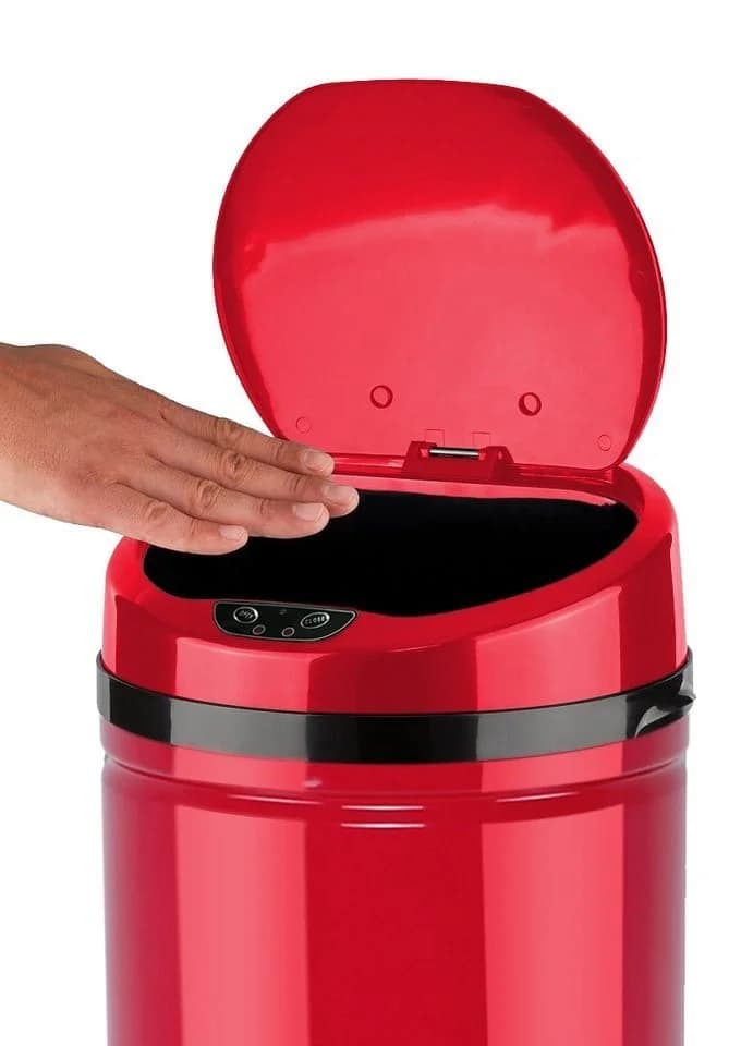 ECHTWERK Mülleimer INOX RED Edelstahl Infrarot-Sensor 42 Liter Rot