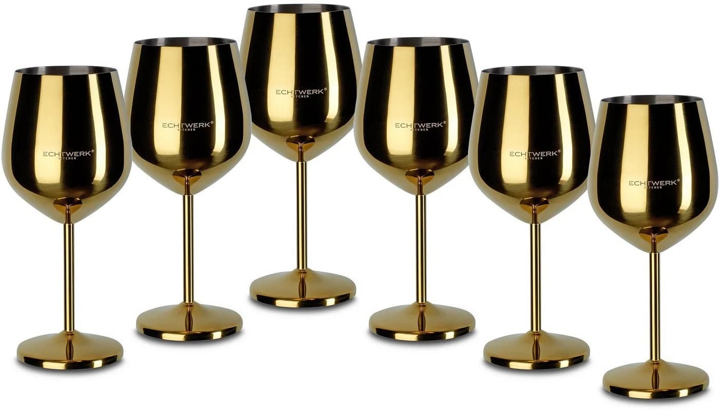 ECHTWERK Weinglas-Set 6-tlg. Edelstahl PVD goldfarben - Bild 2