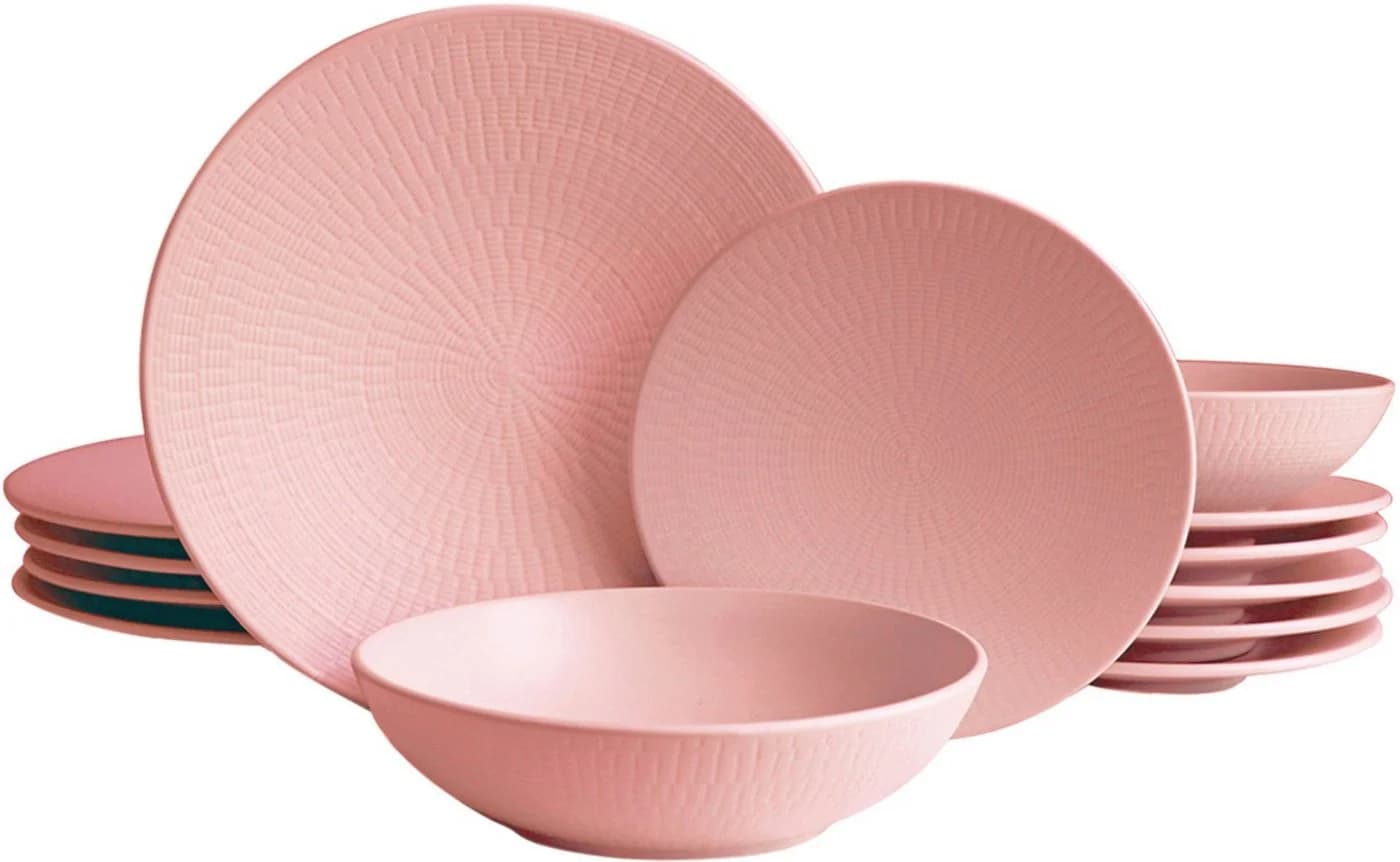 ECHTWERK Tafelservice Blanka Nature Design 12-tlg. Rosa Steingut - Bild 2