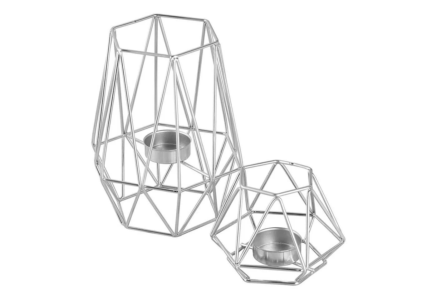 ECHTWERK Kerzenhalter Teelicht- und Kerzenhalter Silber Retro-Design - Bild 2