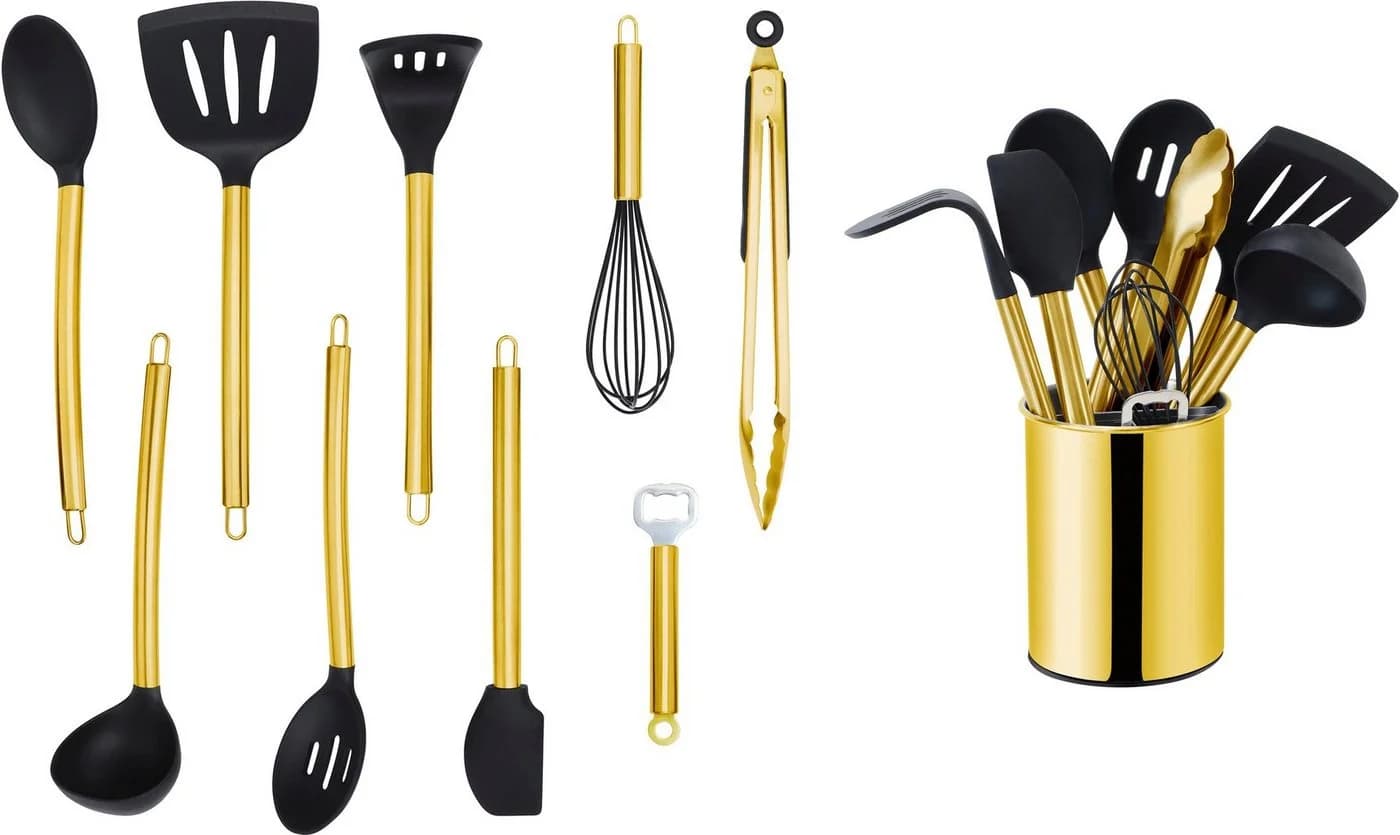 ECHTWERK Küchenorganizer-Set 10-tlg. Gold Edelstahl Silikon - Bild 2
