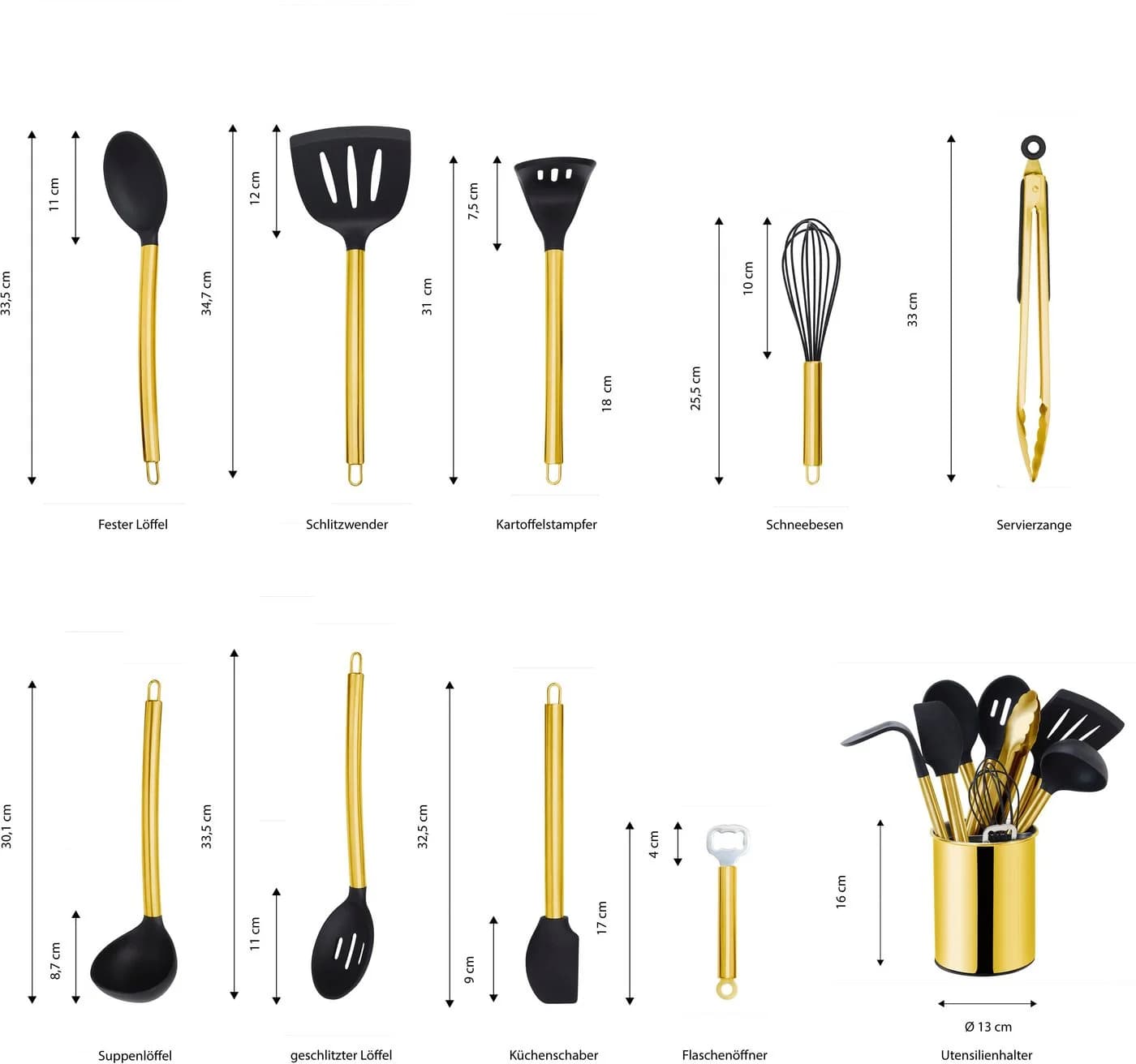 ECHTWERK Küchenorganizer-Set 10-tlg. Gold Edelstahl Silikon - Bild 5