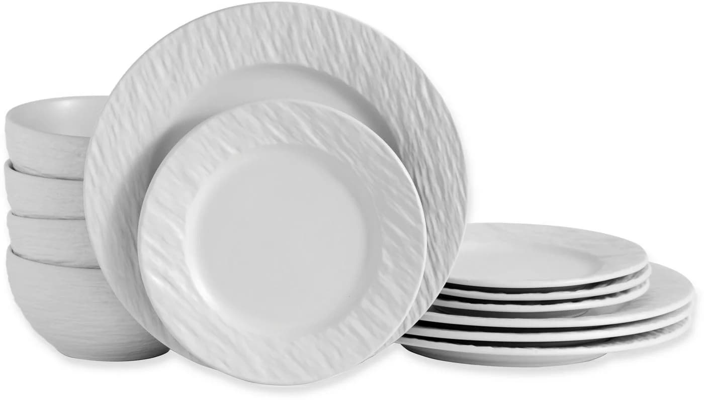ECHTWERK Tafelservice 12-teilig Weiß Steinzeug Modern - Bild 3