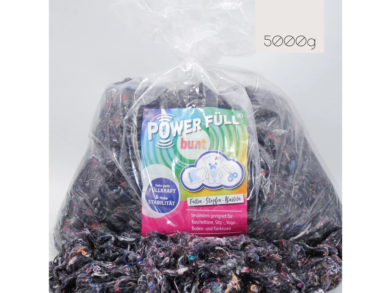 POWER FÜLL Füllwatte 5 kg Grau Bunt Stopfmaterial - Bild 2