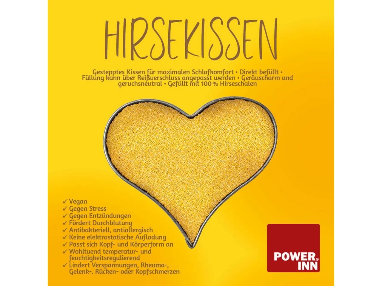 POWER INN Hirsekissen 40x40 cm 100% Baumwolle Weiß - Bild 5