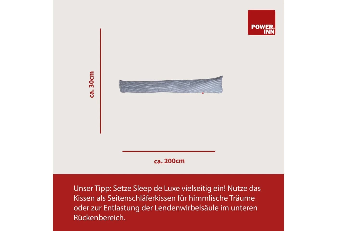 POWER INN Seitenschläferkissen SLEEP DE LUXE 200 cm Blau
