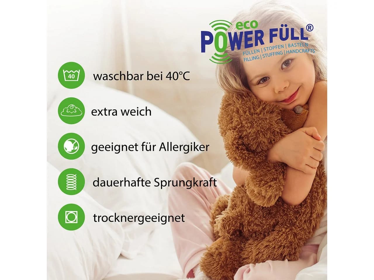 POWER FÜLL Kissenfüllung eco weiß 1 kg nachhaltige Füllwatte recycelt - Bild 3