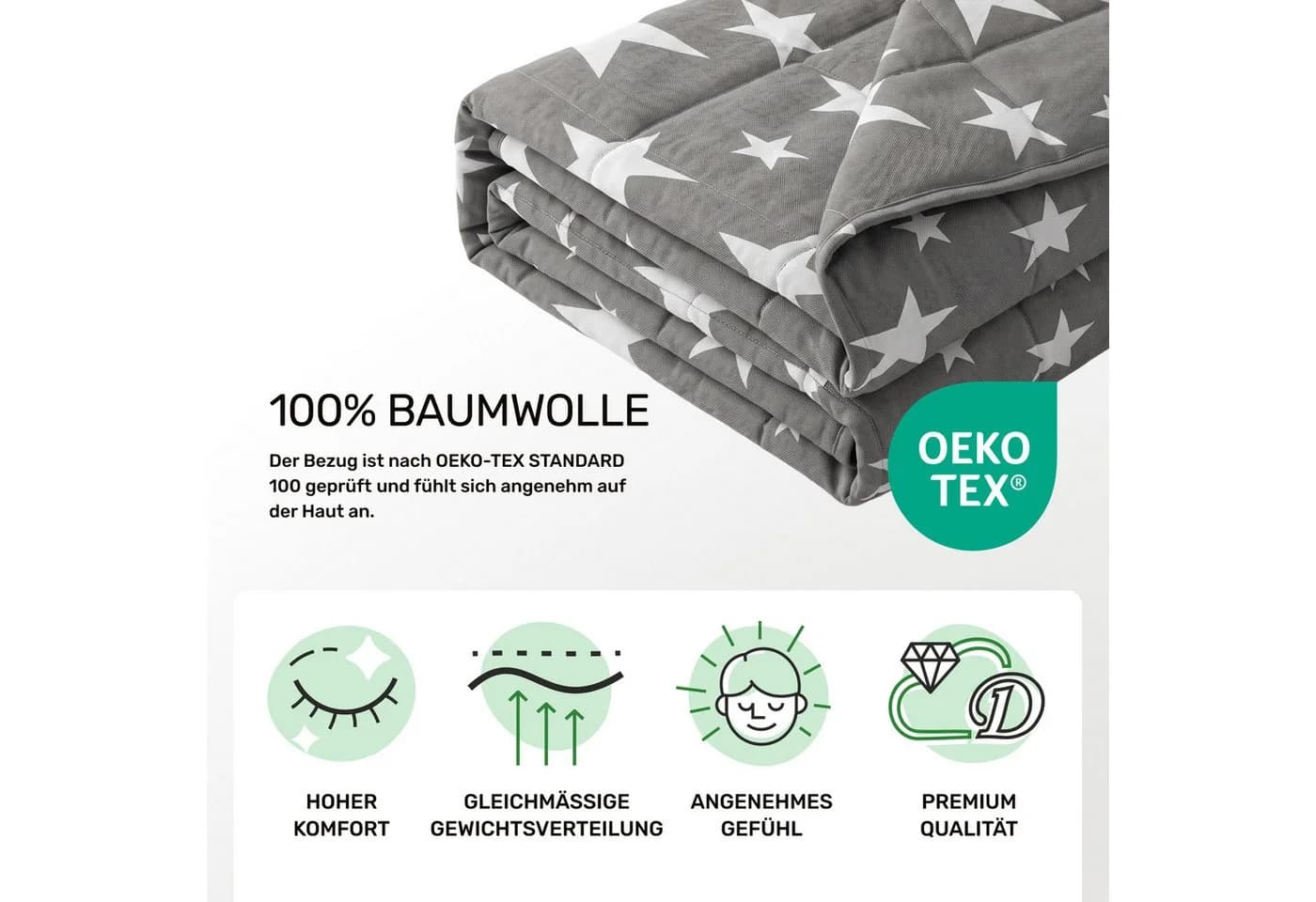 Dailydream Kinder-Gewichtsdecke Grau Baumwolle/Fleece - Bild 4