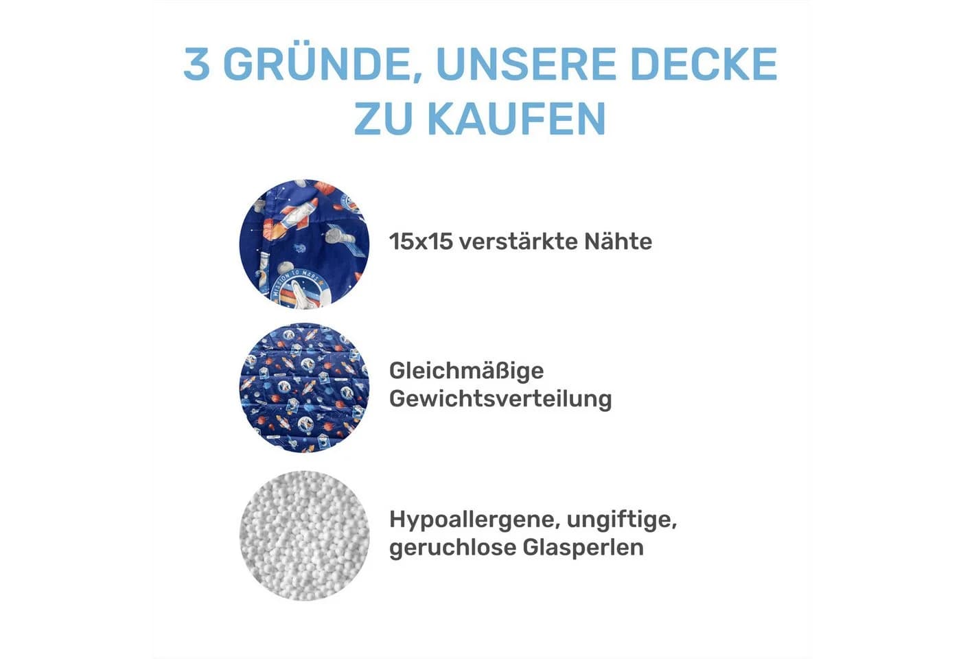 Dailydream Gewichtsdecke Kinder Therapie-Bettdecke Baumwolle blau - Bild 3