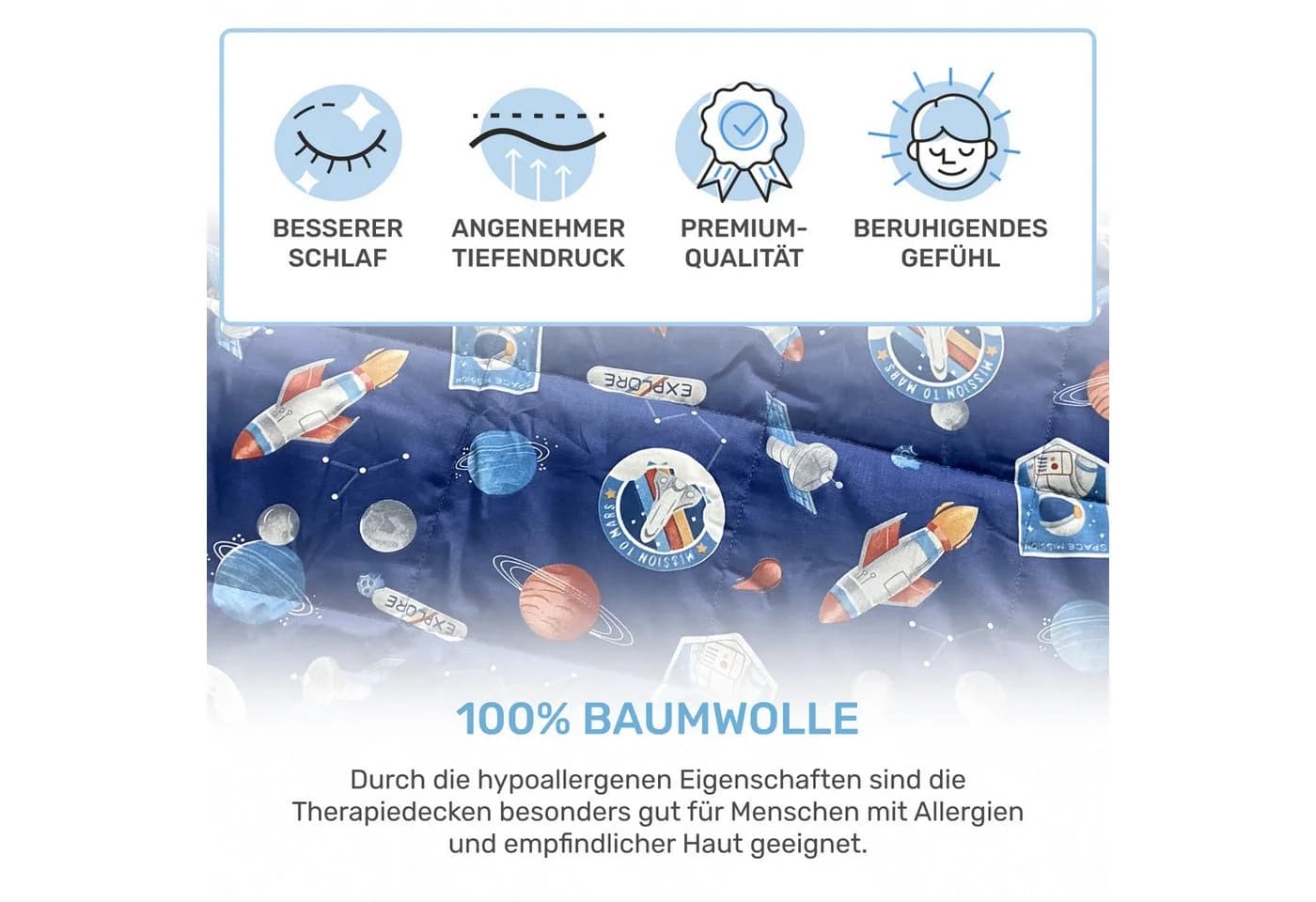 Dailydream Gewichtsdecke Kinder Therapie-Bettdecke Baumwolle blau - Bild 4