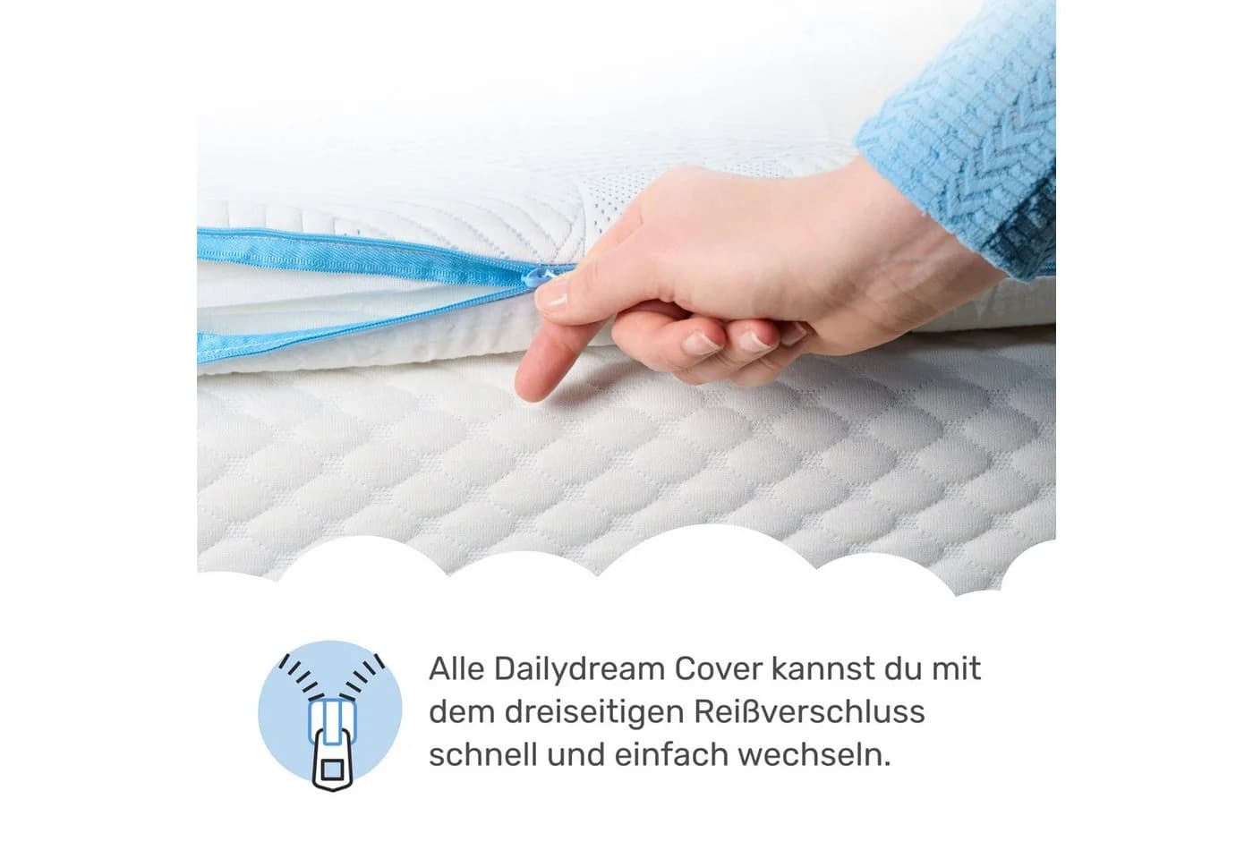 Dailydream Topper Ersatzbezug Pure mit 3-seitigem Reißverschluss - Bild 3