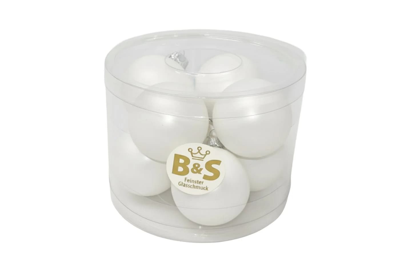 B&S Weihnachtsbaumkugel Weiß matt 8 Stück Ø 6 cm Glas