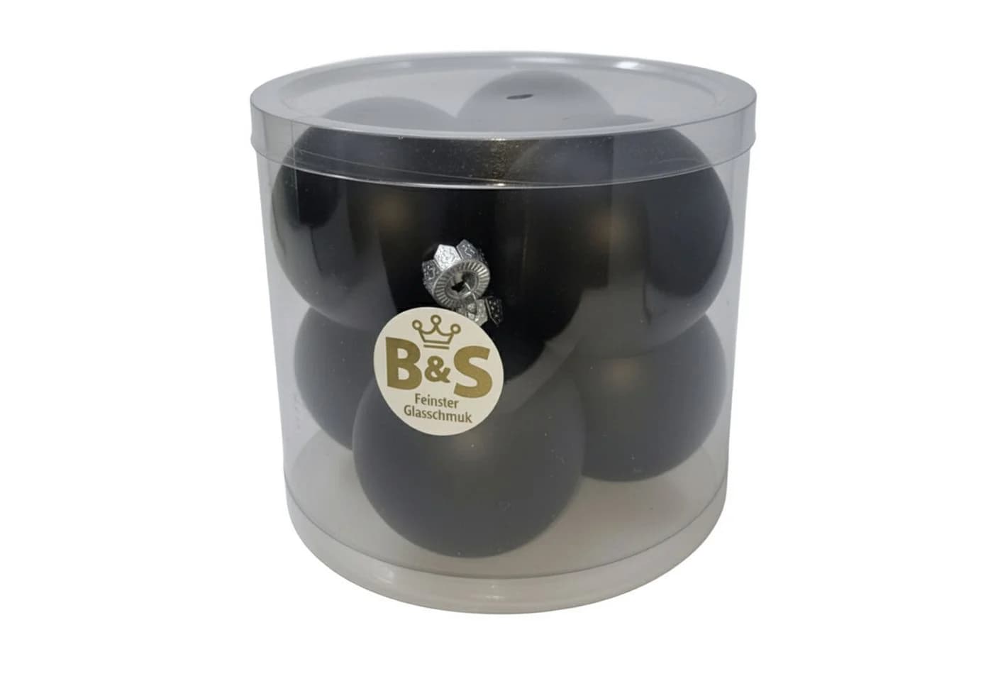 B&S Weihnachtsbaumkugel Schwarz matt 6 Stück Ø 8 cm Glas