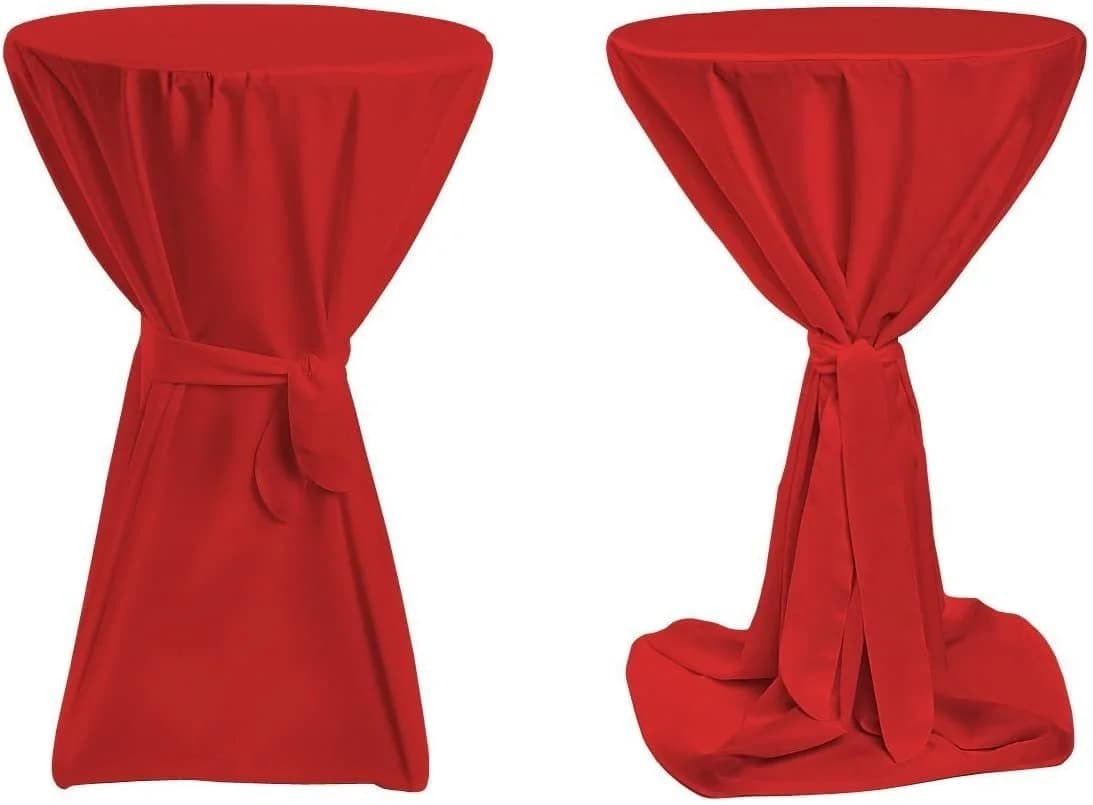 TexDeko Stehtischhusse Premium Rot Polyester mit Schleifenband - Bild 2