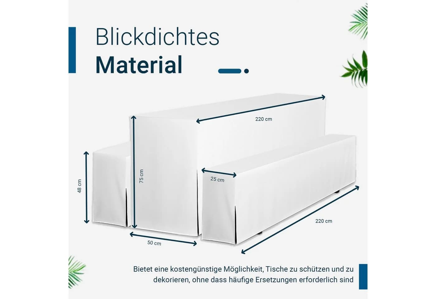 TexDeko Hussen-Set für Bierzeltgarnitur 5-tlg. mit Polsterung Weiß - Bild 3
