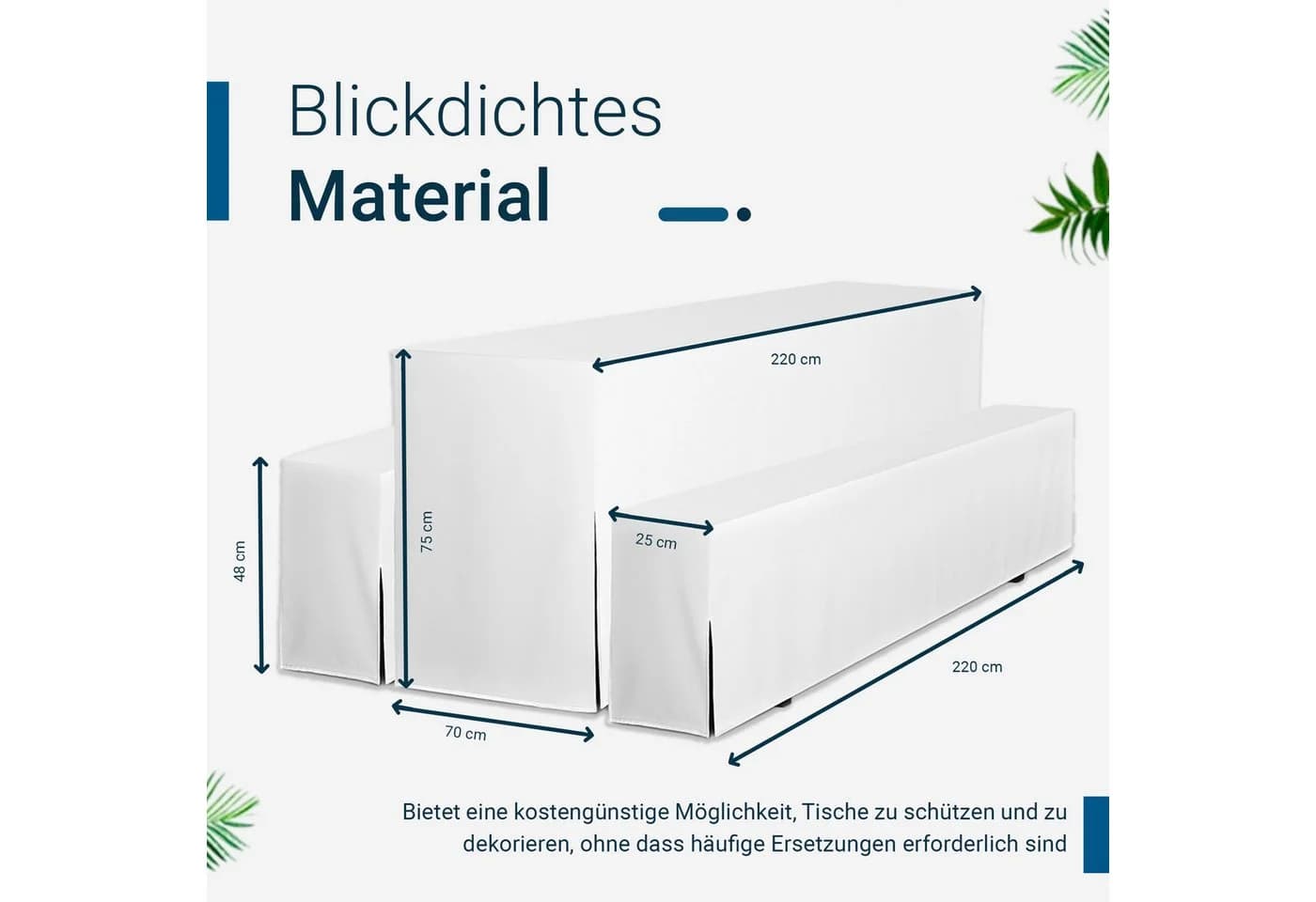 TexDeko Hussen-Set Bierzeltgarnitur Premium 5-teilig Weiß mit Polsterung - Bild 3
