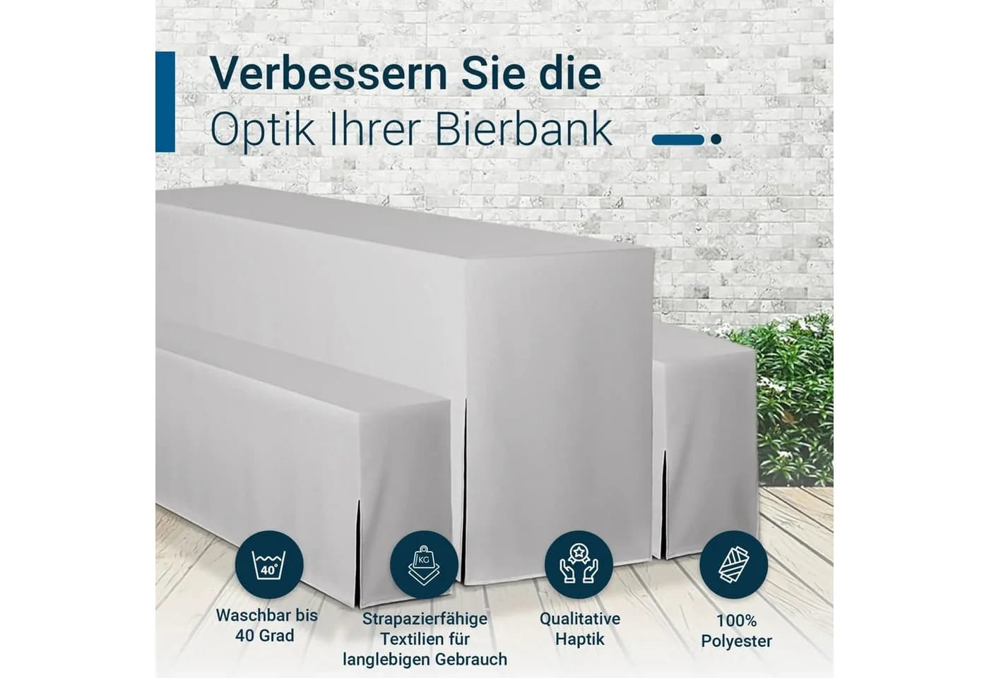 TexDeko Biertischhülle Premium Weiß 100% Polyester - Bild 3