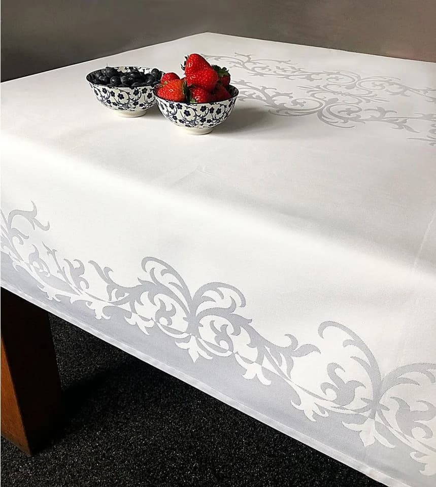 Libusch® Damast-Tischdecke Prinzipal Weiß Ornamentales Muster Jacquardgewebe - Bild 4