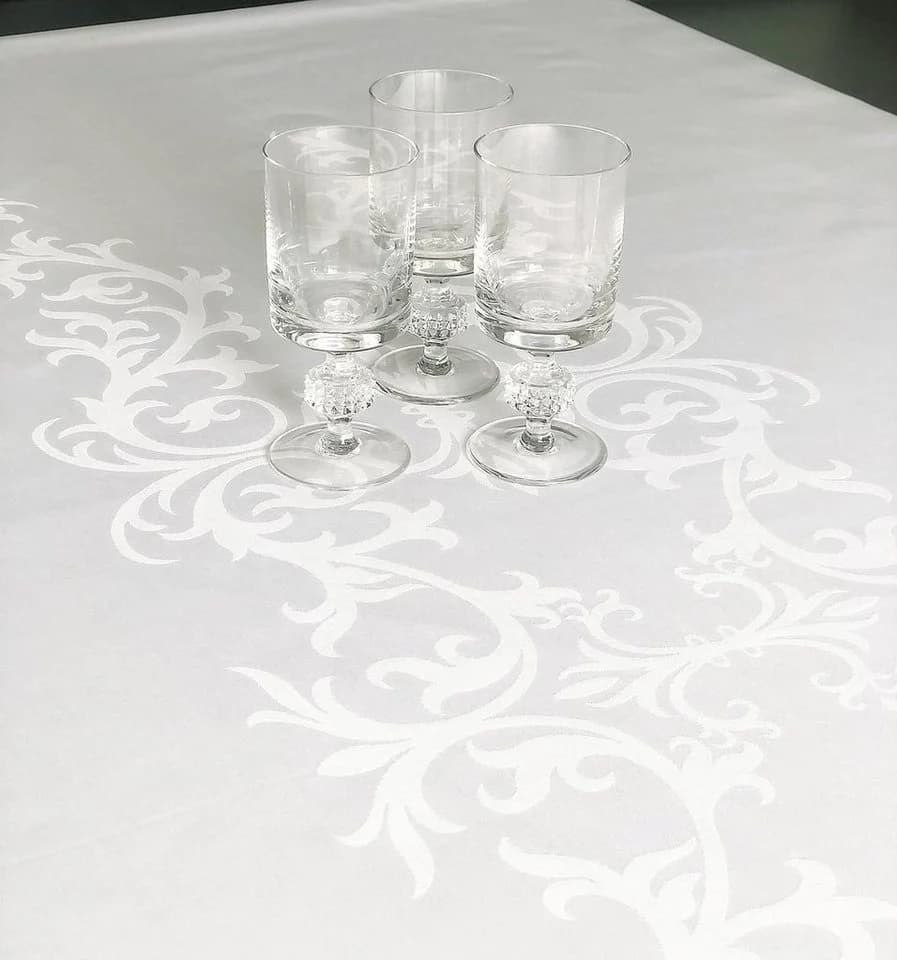 Libusch® Damast-Tischdecke Prinzipal Weiß Ornamentales Muster Jacquardgewebe - Bild 5