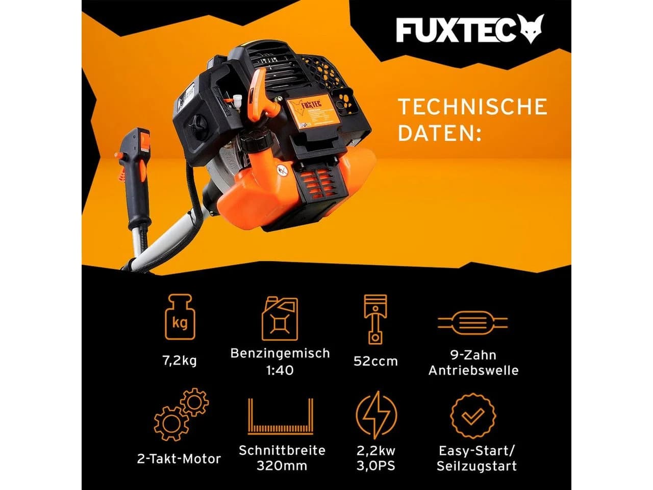 FUXTEC Benzin-Motorsense FX-MS152 mit Easy Starter und Profi-Tragegurt