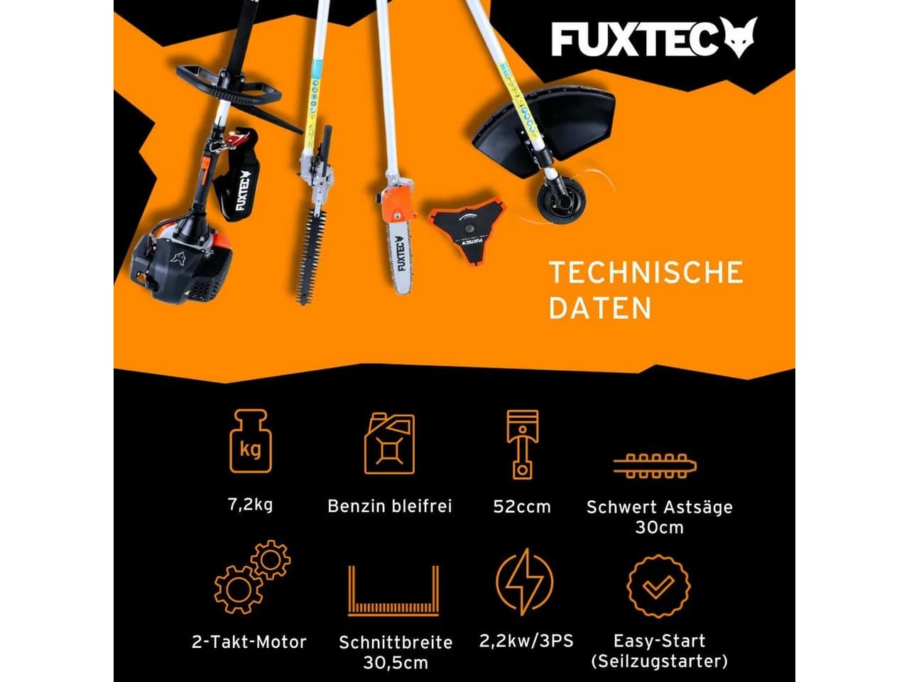 FUXTEC Benzin-Motorsense FX-MT152 4-in-1 Multitool 52ccm