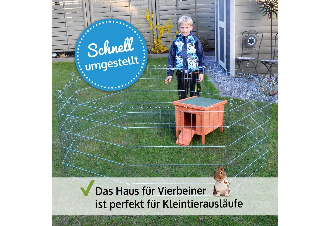 Zooprinz Nagerhaus Mini Hasenhaus mit Klappdach Kiefernholz - Bild 4