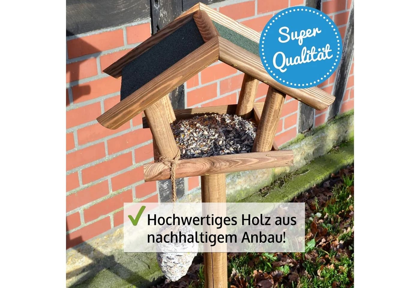 Zooprinz Vogelhaus XXL mit Ständer Wetterfest Massivholz