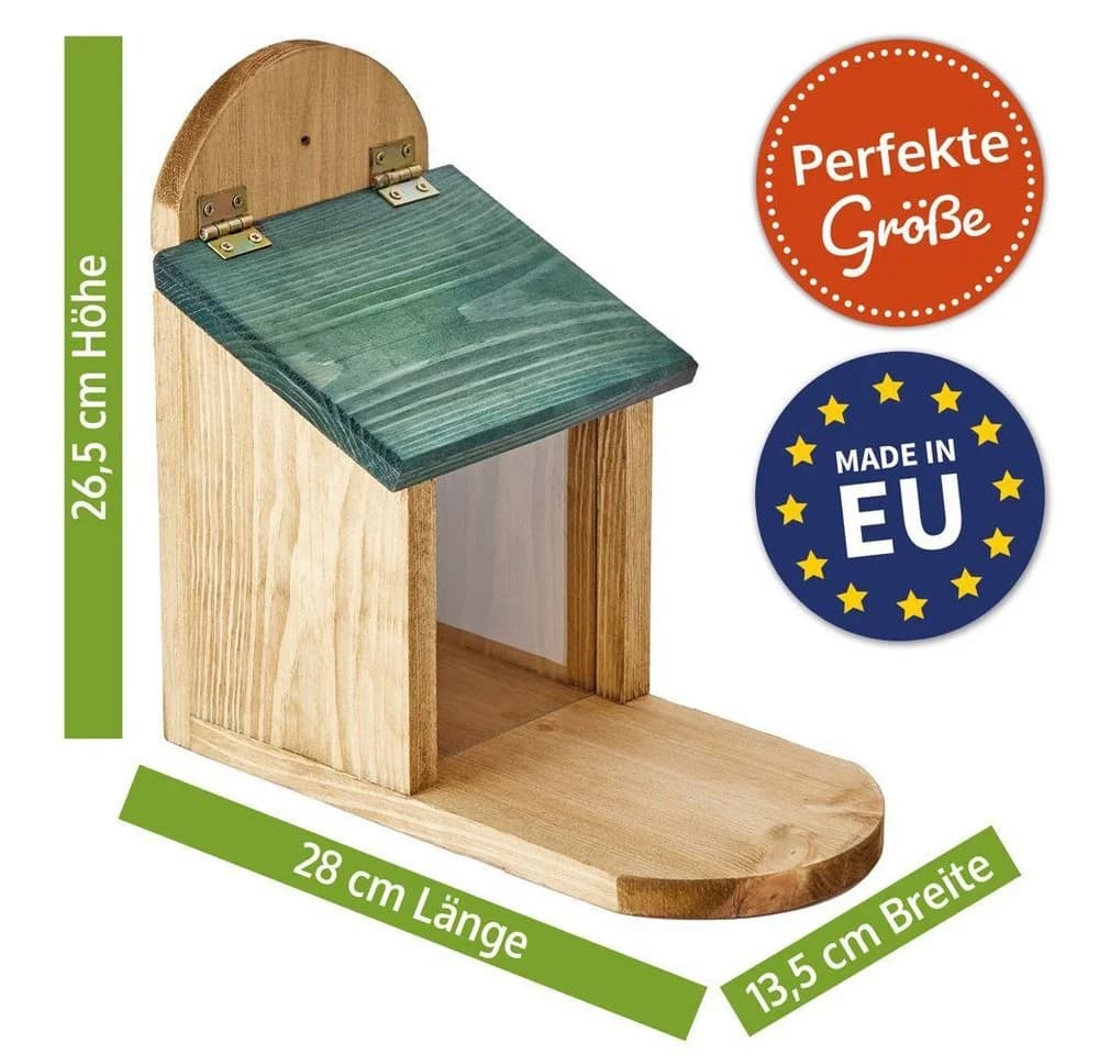 Zooprinz Eichhörnchenkobel Futterhaus mit Plexiglas Premium Vollholz