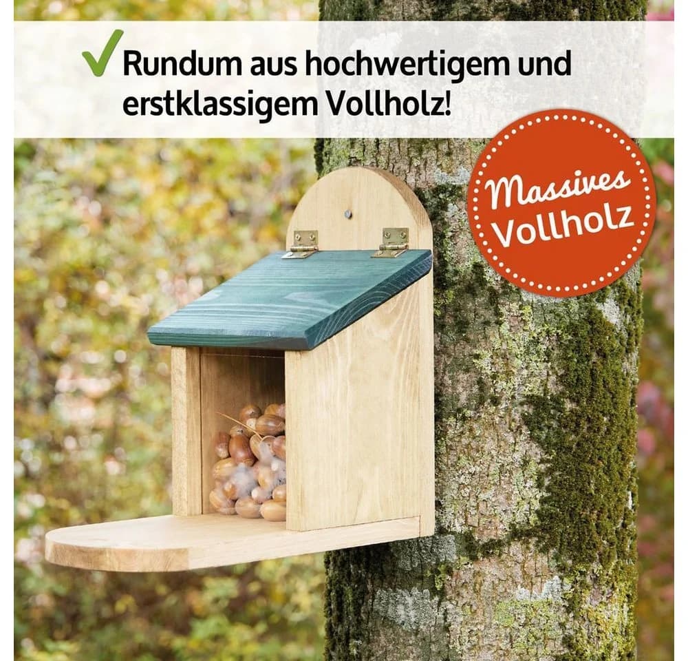 Zooprinz Eichhörnchenkobel Futterhaus mit Plexiglas Premium Vollholz - Bild 3