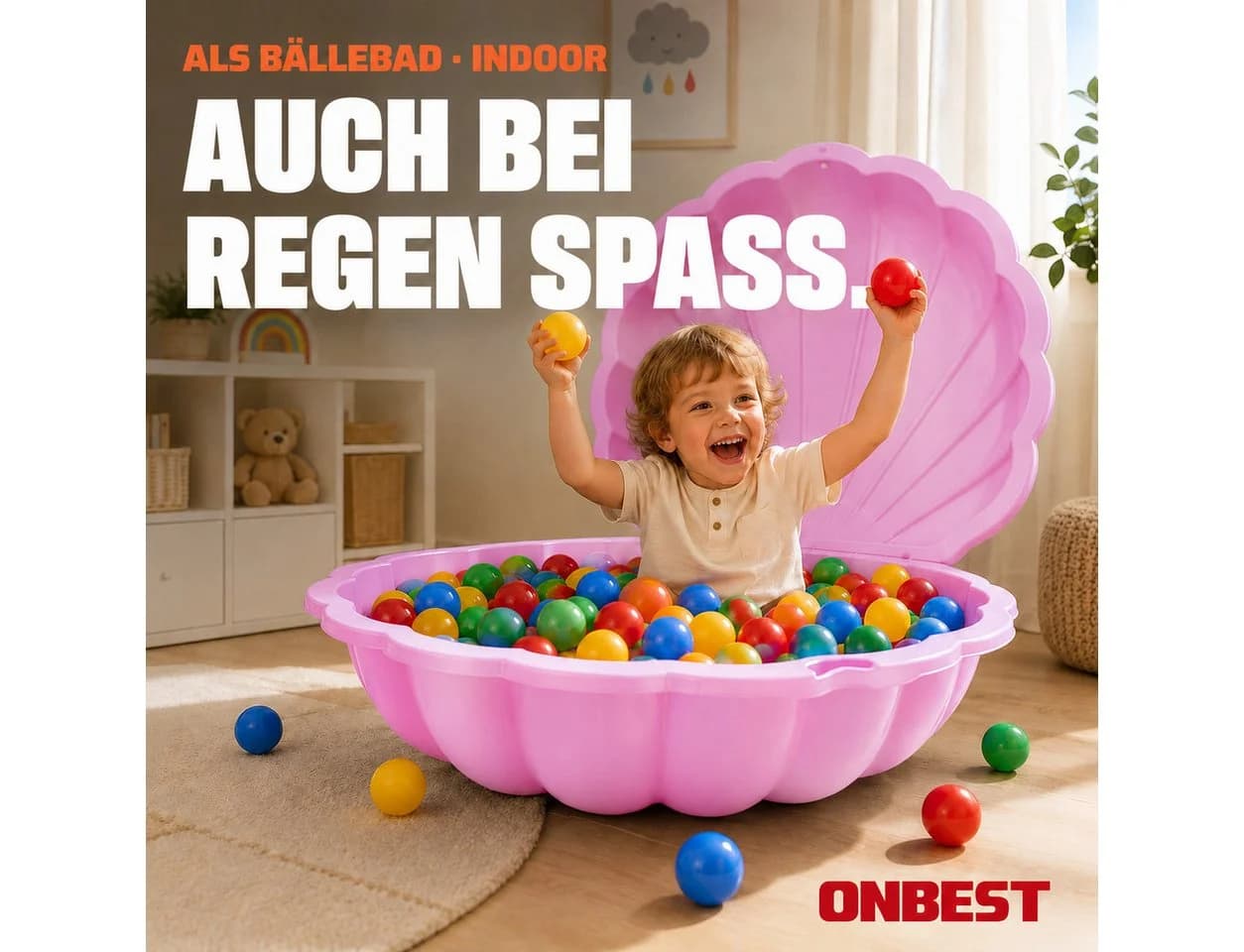 Onbest Sandkasten Muschel Rosa Abnehmbarer Deckel Hartplastik - Bild 4