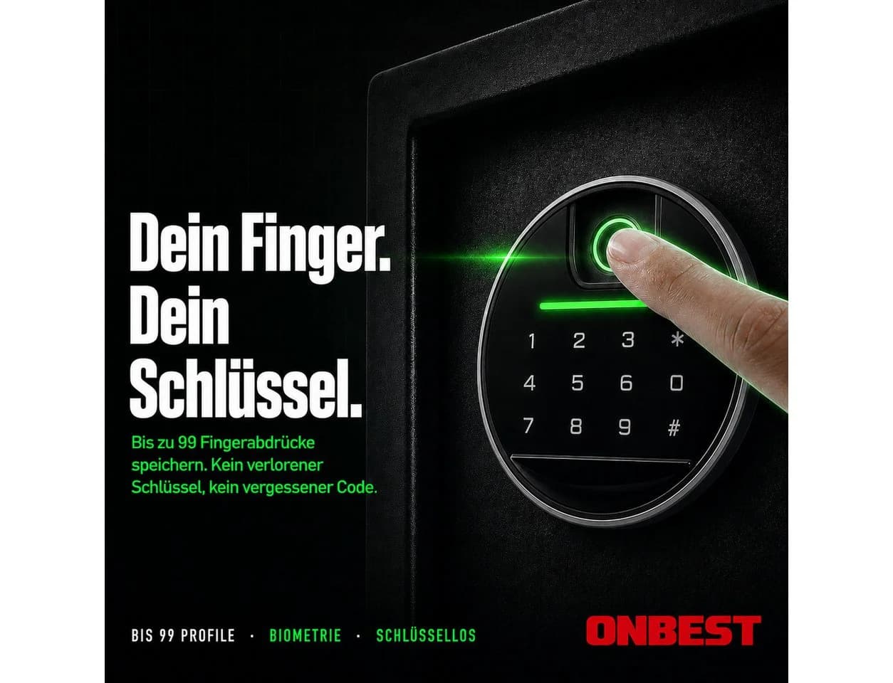 Onbest Möbeltresor mit Fingerabdruck-Sensor und Stahlkonstruktion - Bild 3