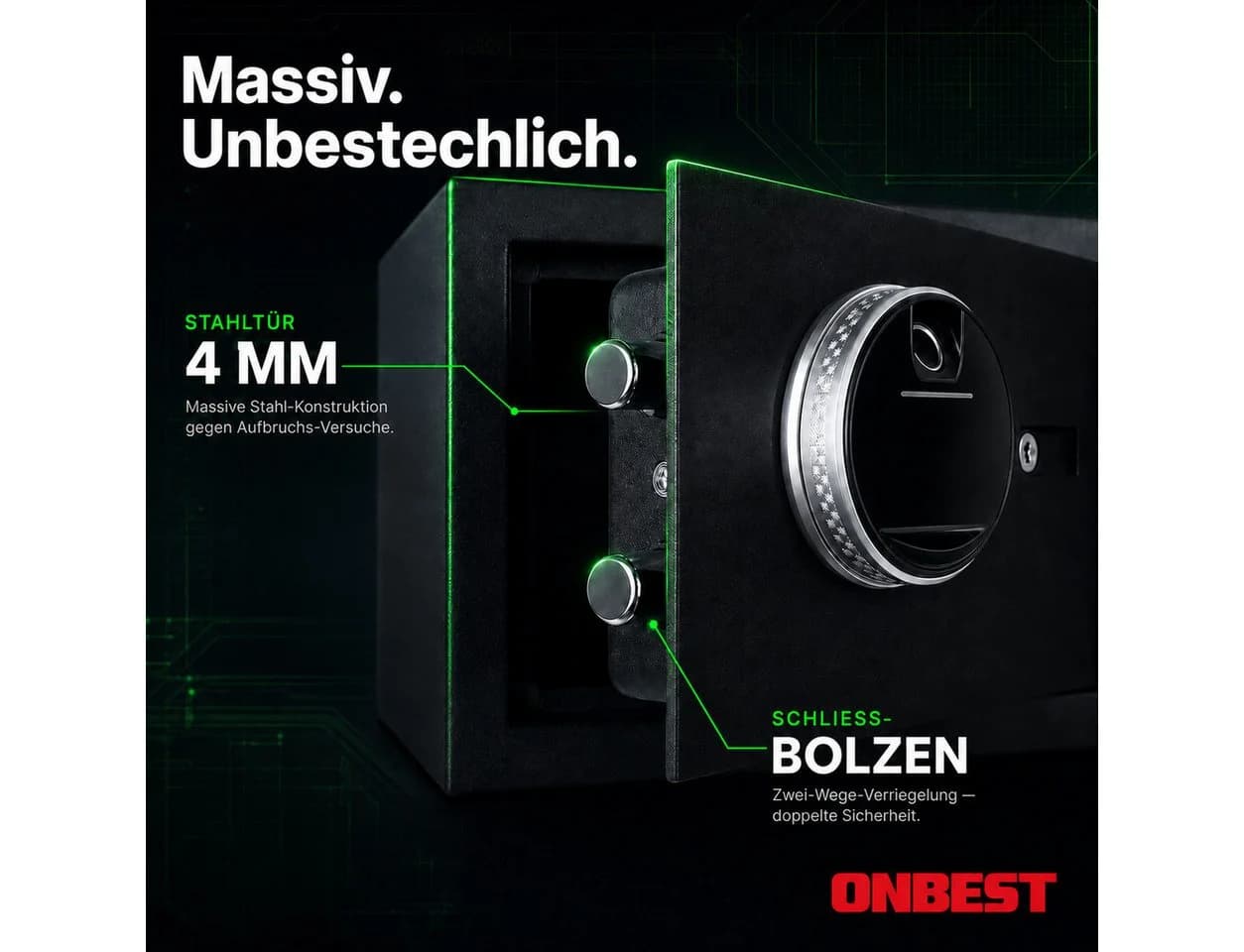 Onbest Möbeltresor mit Fingerabdruck-Sensor und Stahlkonstruktion - Bild 5