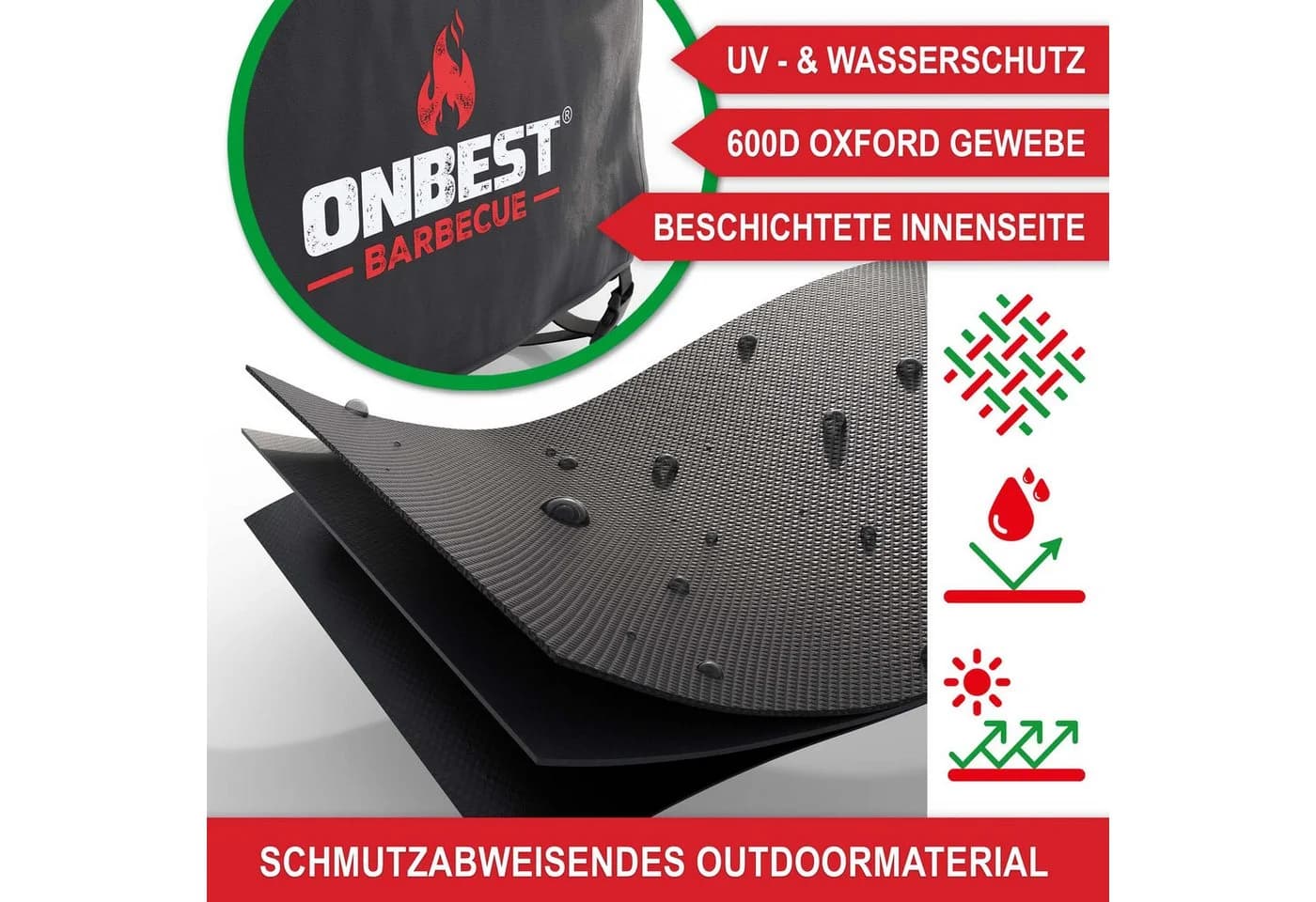 Onbest Grill-Schutzhülle Schwarz 600D Oxford Wetterfest