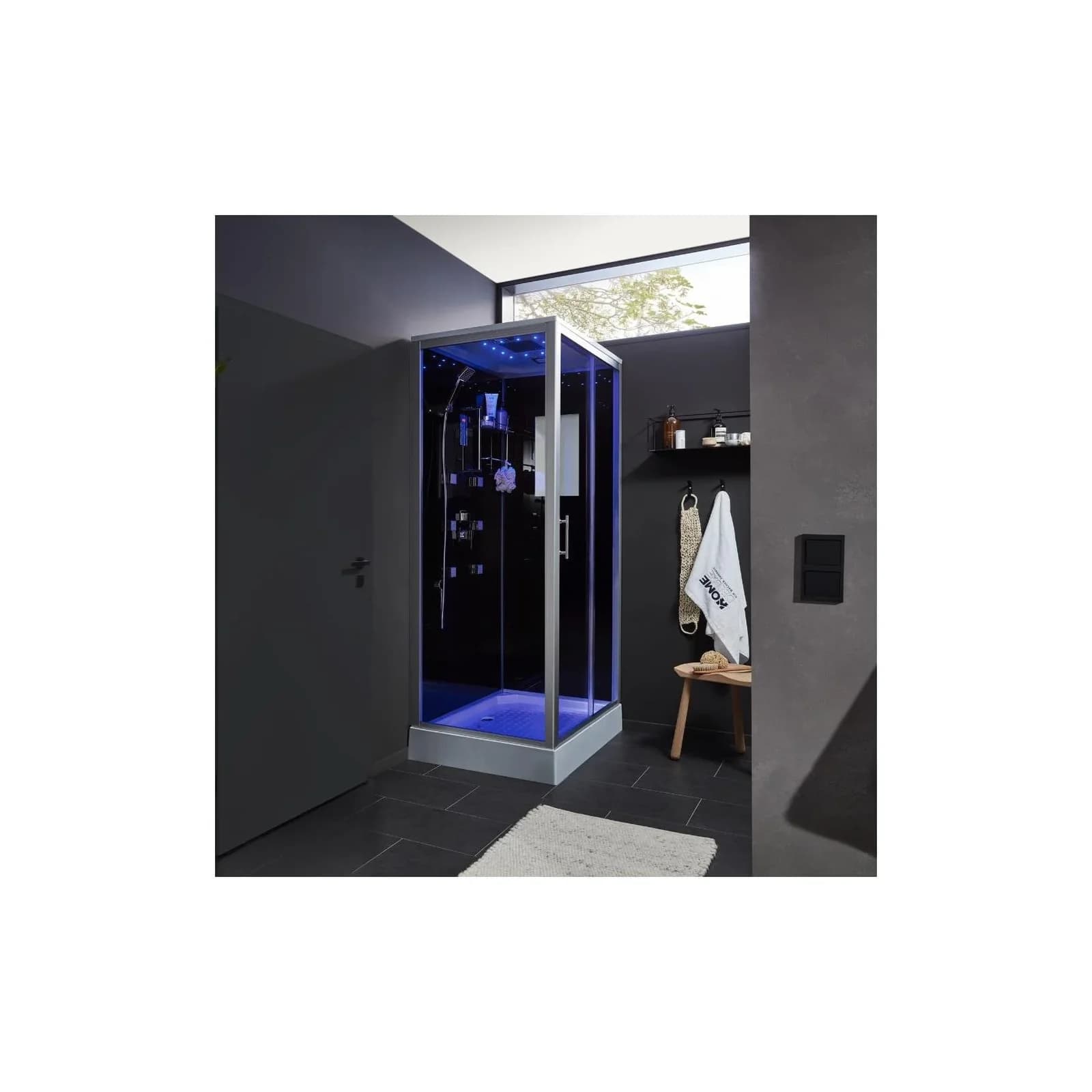 HOME DELUXE Eckdusche WAVE L mit Touchscreen und Soft-Close