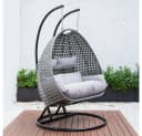 HOME DELUXE Hängesessel TWIN Polyrattan Grau/Schwarz mit Gestell Bild 5