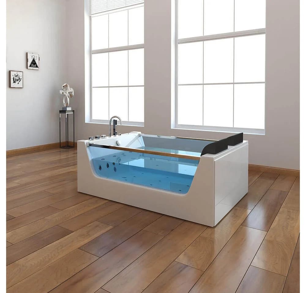 HOME DELUXE Whirlpool-Badewanne ATLANTIC XL Weiß mit LED